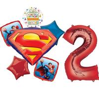 Anagram Superman 2nd Birthday Party Supplies 7pc Balloon Bouquet Decorations