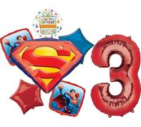Anagram Superman 3rd Birthday Party Supplies 7pc Balloon Bouquet Decorations