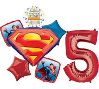 Anagram Superman 5th Birthday Party Supplies 7pc Balloon Bouquet Decorations