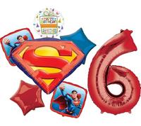 Anagram Superman 6th Birthday Party Supplies 7pc Balloon Bouquet Decorations