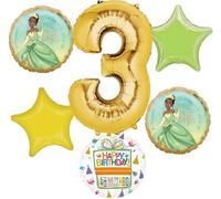 Anagram Tiana Princess and the Frog 3rd Birthday Party Supplies 6pc Balloon Bouquet Decorations