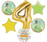 Anagram Tiana Princess and the Frog 4th Birthday Party Supplies 6pc Balloon Bouquet Decorations