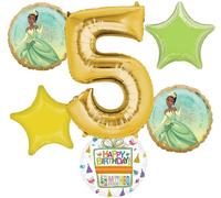 Anagram Tiana Princess and the Frog 5th Birthday Party Supplies 6pc Balloon Bouquet Decorations