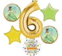 Anagram Tiana Princess and the Frog 6th Birthday Party Supplies 6pc Balloon Bouquet Decorations