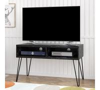 anaheim wooden tv stand in black marble effect