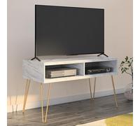 anaheim wooden tv stand in white marble effect