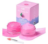 ANAiRUi 2in1 Lip Scrub and Balm Set, Bakuchiol & Grape Overnight Lip Mask, Suger Lip Scrub Exfoliator and Lip Sleeping Mask for Repairs Dry Cracked Lips, Lip Care Gift Set for Teenage Girls Mother