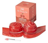 ANAiRUi Lip Scrub and Balm Set, Cherry Vitamin E Lip Glow Scrub & Lip Mask Overnight for Chapped Dry Cracked Peeling Lips, Vegan Lip Treatment Products for Moisturises and Smoothes Lip Lines