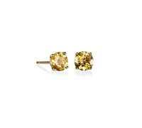 Anakao 9ct Gold Citrine Earrings for Women. 9ct Gold Stud Earrings set with 6mm Citrines. Solid Gold Gemstone Earrings for Girls and Women