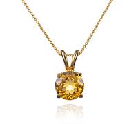Anakao 9ct Gold Necklace for Women with a Citrine. 9ct Gold Citrine Necklace for Women. Solid Gold Chain and Pendant for Women with Semi-Precious Stones. 9 ct Gold Gemstone Pendant Necklace