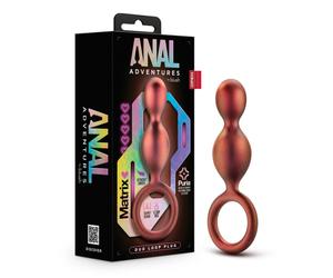 Anal Adventures Matrix Duo Loop Bronze Soft Silicone Double Bead Butt Plug