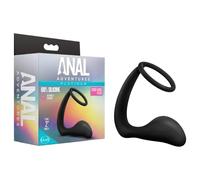 Anal Adventures Platinum - Anal Dildo with Penis Ring (Black)