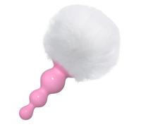 Anal Beads Butt Plug Bunny Tail Anal Plug Rabbit Anal Sex Toys for Woman Men Gay Adult Game Cosplsy White Pink One Size