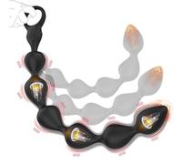 Anal Beads Plug Butt Vibrator Adult Sex Toys Silicone Prostate Massager Anal Butt Plug with 10 Vibration Modes, Rechargeable Long & Flexible Anal Toy Anal Chain Link Sex Toys for Men Women Couples