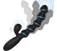 Anal Beads Sex Toys for Men - Rabbit Adult Toys Anal Plug Prostate Massager 20cm with 7 Powerful Vibrations, Vibrating Butt Plug Anal Dildo Male Sex Toys G Spot Vibrator for Women, Black