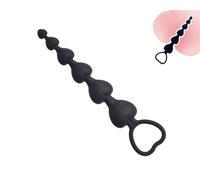 Anal Beads Silicone Butt Plug for Beginner, Anal Beads with Heart Shaped Handle, G Spot Vaginal Prostate Massager, for Adult Toy Gay Lesbian SM Masturbation Sex Toy Women