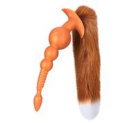 Anal Beads with Removable Foxtail Extra Long Fox Tail Anal Butt Plug Sex Toy Liquid Silicone Anal Plugs Anal Stimulator for Men Women Couples Cosplay Anal Trainer Erotic SM Sex Games (XXL) (M)
