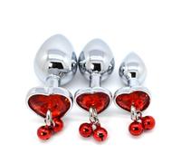 Anal Butt Plug 3 Pieces/Set Metal Anal Plug Heart Shaped Bells Butt Plug Couple Gay Masturbation Device Adult Game Sex Toys Masturbator Sex Machine
