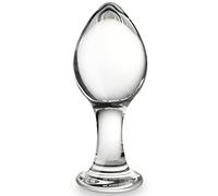 Anal Butt Plug Glass Anal Trainer with Long Neck Crystal Pleasure Wand with Tapered Head Unisex Adult Sex Toy for Men Women Play (L)
