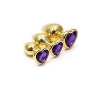 Anal Butt Plug Golden Small Medium Large 3 Sizes a Set Heart Thread Metal Anal Beads Butt Plug 12 Jewelry BDSM Sex Toy for Male Women