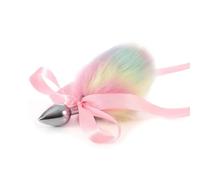 Anal Butt Plug Rainbow Metal Small Cute Rabbit Bunny Headband Pink Silk Fox Tail Ball Anal Bead Butt Plug Set Sex Toy Cosplay Game Men Women