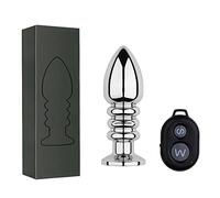 Anal Butt Plug Wireless Remote Metal Anal Vibrator Stainless Steel Butt Plug Anal Prostate Massager Anus Dilator Sex Toy(Type B)