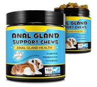 Anal Gland Support for Dogs - 150Chews with Pumpkin, Probiotics & Digestive Enzymes - Supports Healthy Anal Gland Function & Digestive Health - Beef Flavour - For All Breeds & Ages