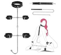 Anal Hook Sex Bondage BDSM Kit, Bed Restraints Set with Traction Chain, Slave Leather Straps with Adjustable Handcuffs Collar Ankle Cuffs, Adult Sex Toys for Couples Women SM Game Play
