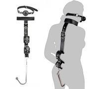 Anal Hook with Back Handcuffs Mouth Gag and Collars, BPZXL Stainless Steel Butt Plug Hook 3cm and PU Leather Hand Cuffs for Couples Extreme Love, Slave Restraint Set SM Sex Toys Flirt for Women Men