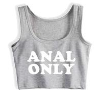 Anal Only Crop Top Hotwife Humorous Fun Flirting Tank Tops Swinger Naughty Submissive Training Silver