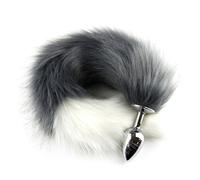 Anal Plug Fox Tail, 46cm Black Fluffy Tail Cat Claw Butt Plug Stainless Steel Anal Sex Toy Cute Sexy Cosplay Erotic Role Play Game Anus Toy for Adults Female Women Men Couples