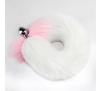 Anal Plug Fox Tail, 46cm Pink Fluffy Tail Cat Claw Butt Plug Stainless Steel Anal Sex Toy Cute Sexy Cosplay Erotic Role Play Game Anus Toy for Adults Female Women Men Couples