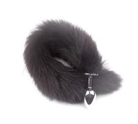 Anal Plug Fox Tail, Fluffy Tail Cat Claw Butt Plug Stainless Steel Anal Sex Toy Cute Sexy Cosplay Erotic Role Play Game Anus Toy for Adults Female Women Men Couples (Black)