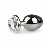 Anal Plug Jewel Love Heart Shaped Metal Butt Plug No. 7 - Silver Clear
