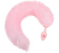 Anal Plug Rabbit Bunny Tail, Pink Fluffy Tail Butt Plug Silicone Anal Sex Toy Cute Sexy Cosplay Erotic Role Play Anus Toy for Adults Men Women Couples (L)