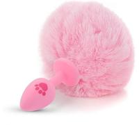 Anal Plug Rabbit Bunny Tail, Pink Fluffy Tail Butt Plug Silicone Anal Sex Toy Cute Sexy Cosplay Erotic Role Play Anus Toy for Adults Men Women Couples (S)