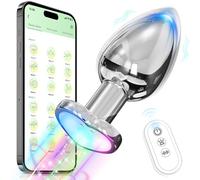 Anal Plug Sex Toys, Vibrating Butt Plug Anal Toy, Heart Light Up Butt Plug with App Couples Remote Control Anal Vibrator, Anal Trainer Prostate Massager, Anal Adult Sex Toy for Men and Women