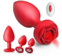 Anal Plug Sex Toys Vibrators 4Pcs Butt Plug Remote Control with 10 Vibrating Modes, Adult Toys for Woman Men Couples Prostate Massager (Red)