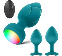 Anal Plug Vibrator Sex Toys for Adult, Light Up Butt Plug Led Remote Control Prostate Massager with 10 Vibrating Modes for Sex Games