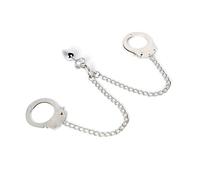 Anal Plug with Bondage Restraint Handcuffs - Alloy Long Chain Wrist Cuff with Jewel Anal Beads Training Kit | Adult Sex Toys for Men and Women Couple Beginners BDSM Game Play