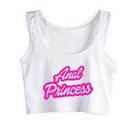 Anal Princess Design Cute Crop Top Hotwife Vest Tops Sleeveless Cotton White