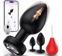 Anal Vibrator Set 4in1 with Anal Enema Bulb, Smoother, Deeper Pleasure, 3 Size 10 Modes Vibrating Butt Plug Male Analvibrator Adult Toy Women Sex Toy Mens Prostate Massager with APP Remote Control