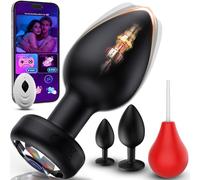 Anal Vibrator Set 4in1 with Anal Enema Bulb, Smoother, Deeper Pleasure, 3 Size 10 Modes Vibrating Butt Plug Male Analvibrator Adult Toy Women Sex Toy Mens Prostate Massager with APP Remote Control