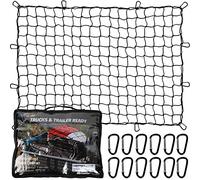 ANALIM Cargo Net for Pickup Truck Bed, 4' x 6' Stretches to 8' x 12' Heavy Duty Bungee Cargo Net with 12 Pcs Metal Carabiner Clips, Tie-Down Mesh Cord Net for Trailer Luggage