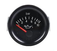 Analog 10 Bar Oil Pressure Gauge for Vehicle Marine Engine Use Featuring 12V Power Input and Standard 52mm Panel Cutout Compatibility