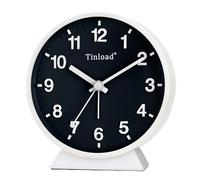 Analog Alarm Clock, 4.5 inch Super Silent Non Ticking Small Clock with Manual Light, Battery Operated, Snooze, Old Fashioned Style Ideal Decor, for Bedroom, Bedside, Desk, Adult, Kid, Gift, Black