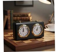 Analog Alarm Clock Classic Mechanical Chess Clock, No Batteries Needed, Analog Game Timer with Dual Dials for Chess, Go, Shogi, Vintage Black Design For Precision Board Game Play, Alarm