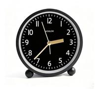 Analog Alarm Clock, Non-Ticking Silent Travel Small Clock, Battery Operated with On-Demand Light, Easy Set Gentle Wake, Ideal Decor for Bedroom, Bedside, Desk,Office (Black)