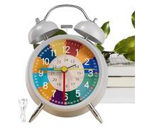 Analog Alarm Clock - Silent Learning Time Device With Gentle, Non Ticking Educational Bedroom Teaching Clocks | Early Development Home Supply Sleep Training System For Youngsters Room