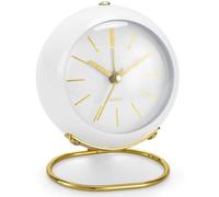 Analog Alarm Clocks, 4'' Small Retro Desk Clock with Night Light, Silent No Ticking, Bedroom Bedside Alarm Clock Room Decor, Battery Powered